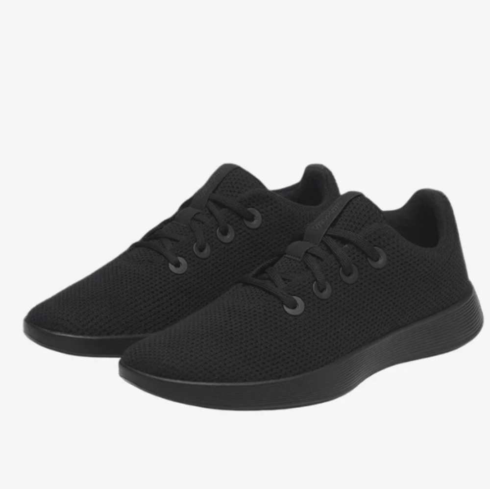 🧵Allbirds Tree Runners All Black Sneakers Trainers Size 8 Women's